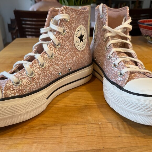 Pink sparkle Converse All-Stars high tops, like new - Picture 7 of 9